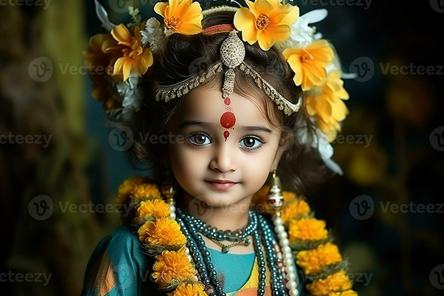 Janmashtami, Hindu festival celebrating the birth of the god Krishna. AI Generated photo