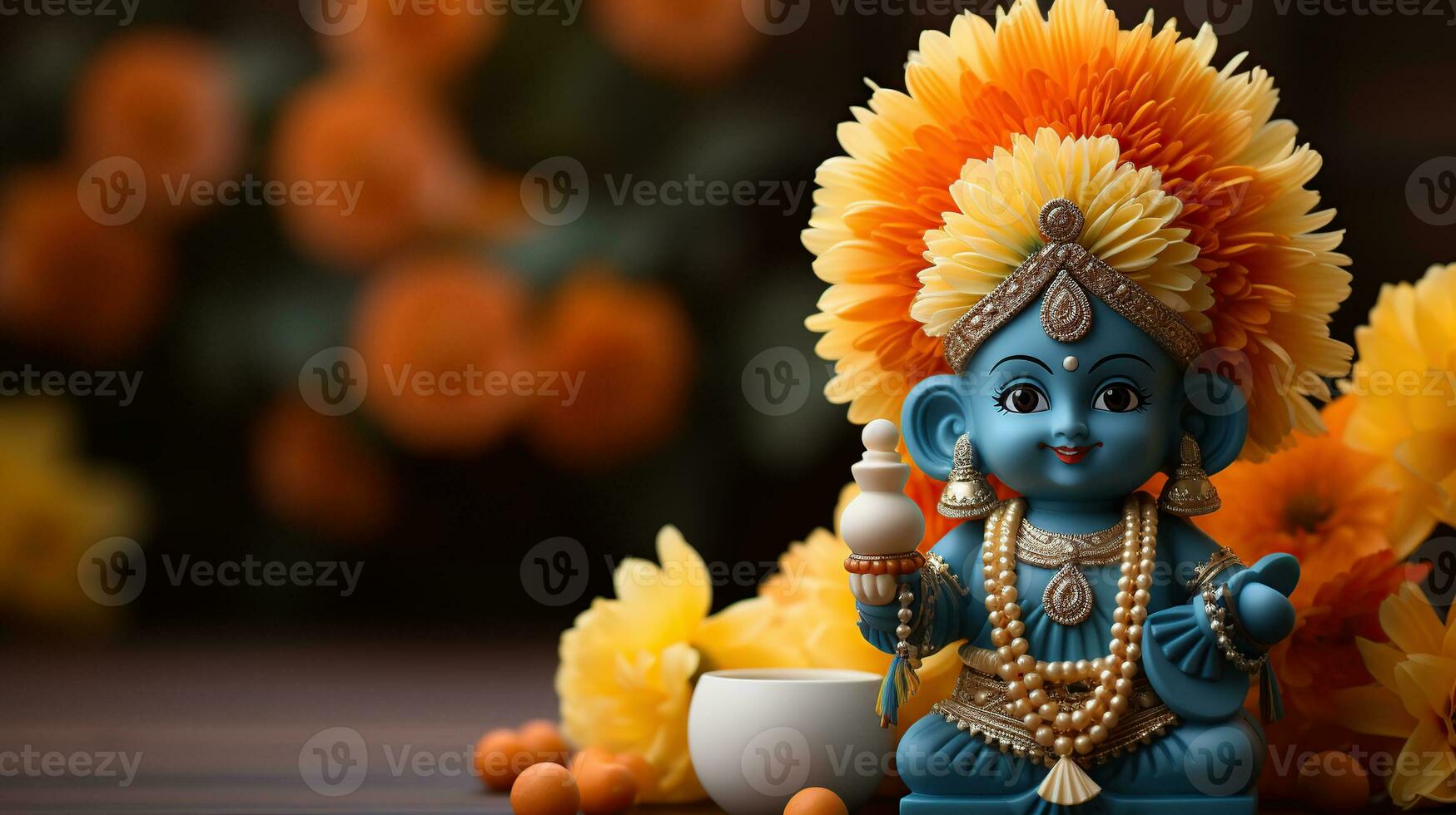 contento Krishna janmashtami. ai generado foto