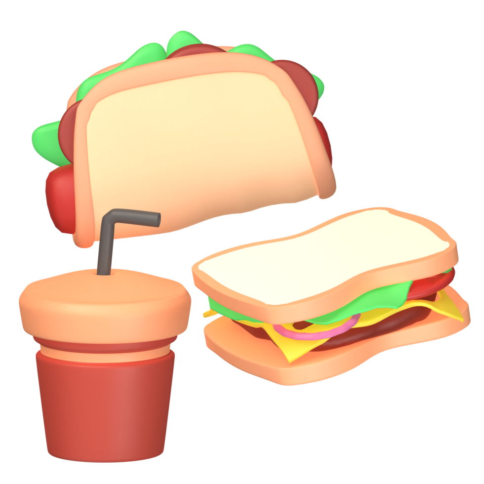 3d aislado prestados icono rápido comida delicioso png