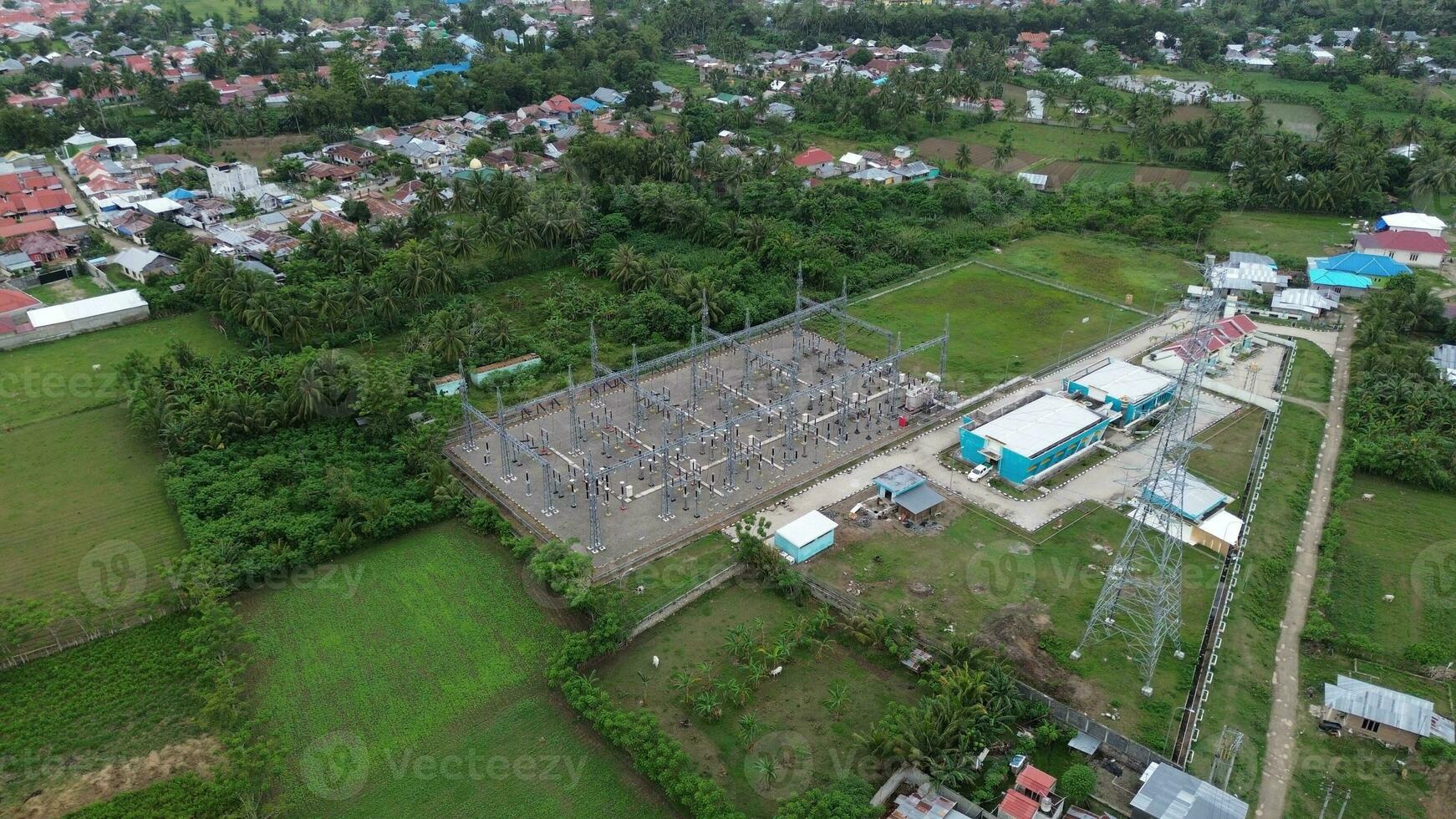 Aerial view of a high voltage substation photo