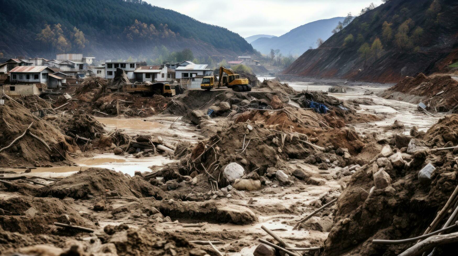 Aftermath of a landslide in a Chinese village photo