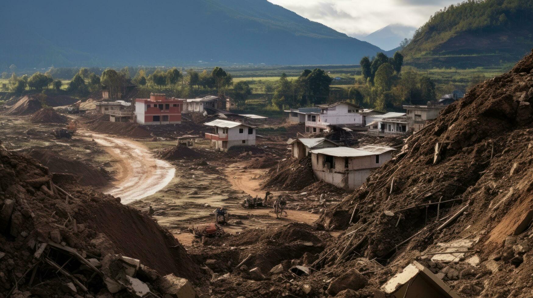 Aftermath of a landslide in a Chinese village photo