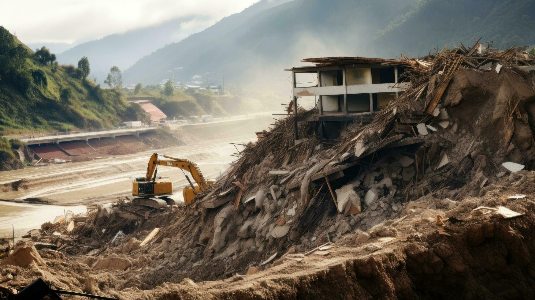 Aftermath of a landslide in a Chinese village photo