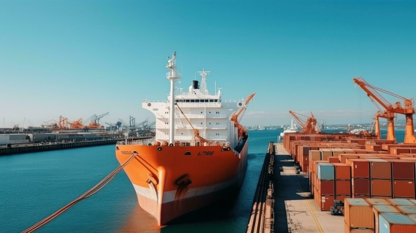 transporte mar buque es cargado con contenedores foto