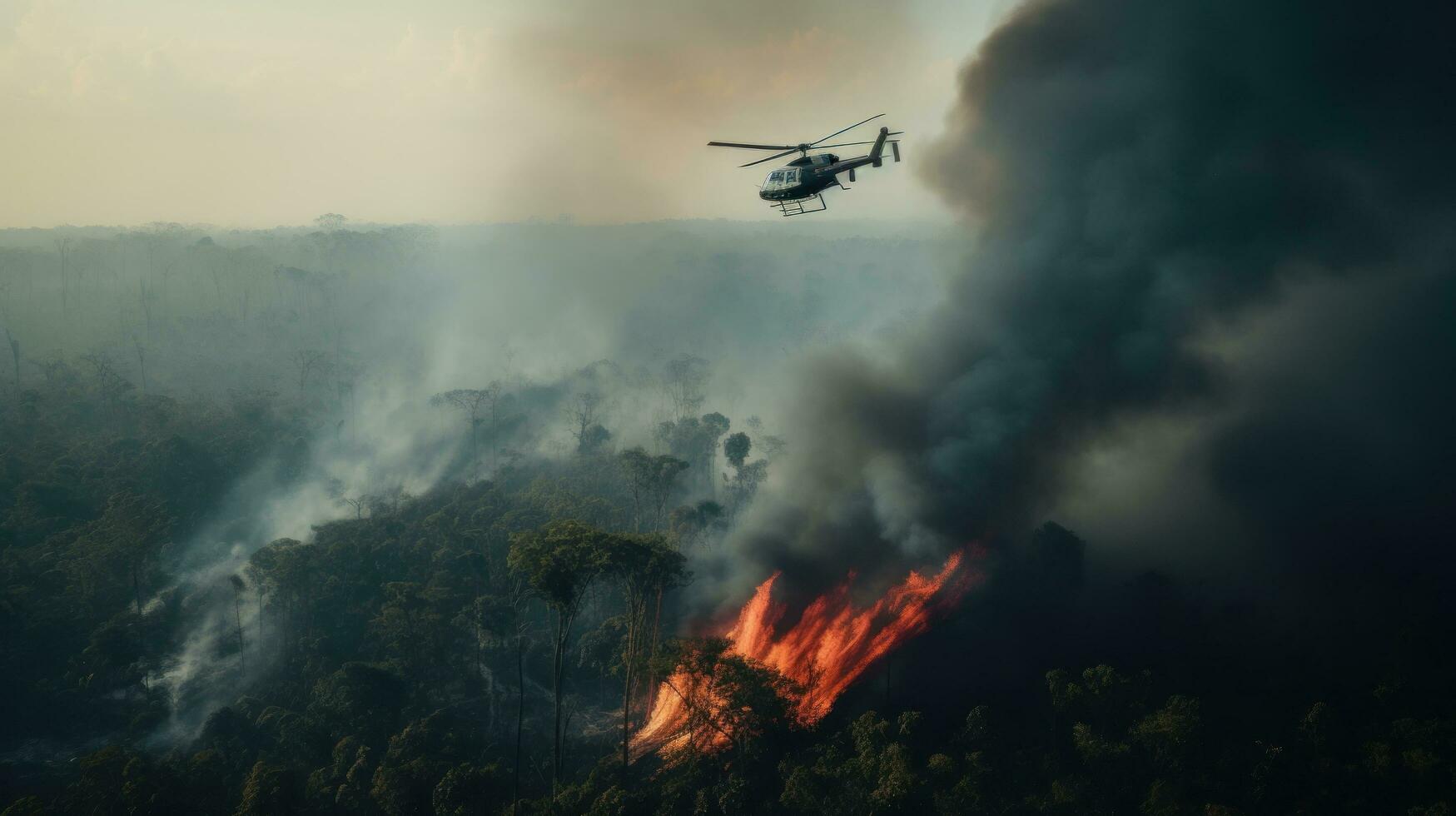 Fire in the tropical forest photo