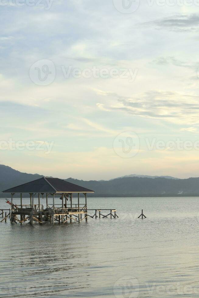 Abandoned wooden pier on Limboto lake photo