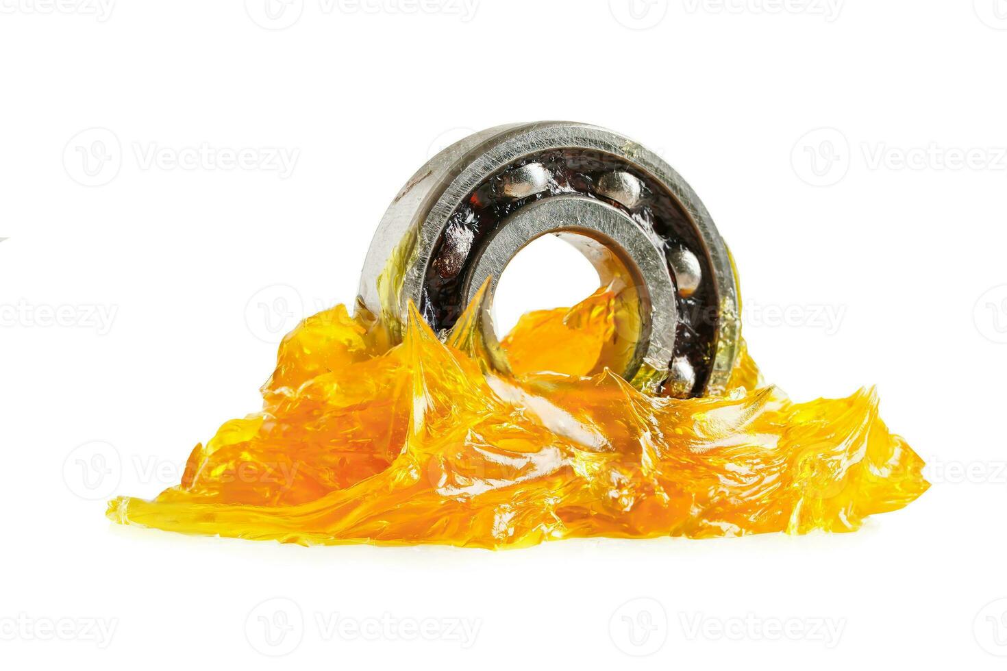 Grease and ball bearing  isolated on white background with clipping path, lithium machinery lubrication for automotive and industrial. photo