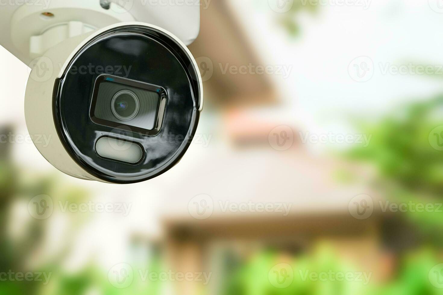 CCTV security camera system outdoor in private house or village, Closed Circuit Television System. photo