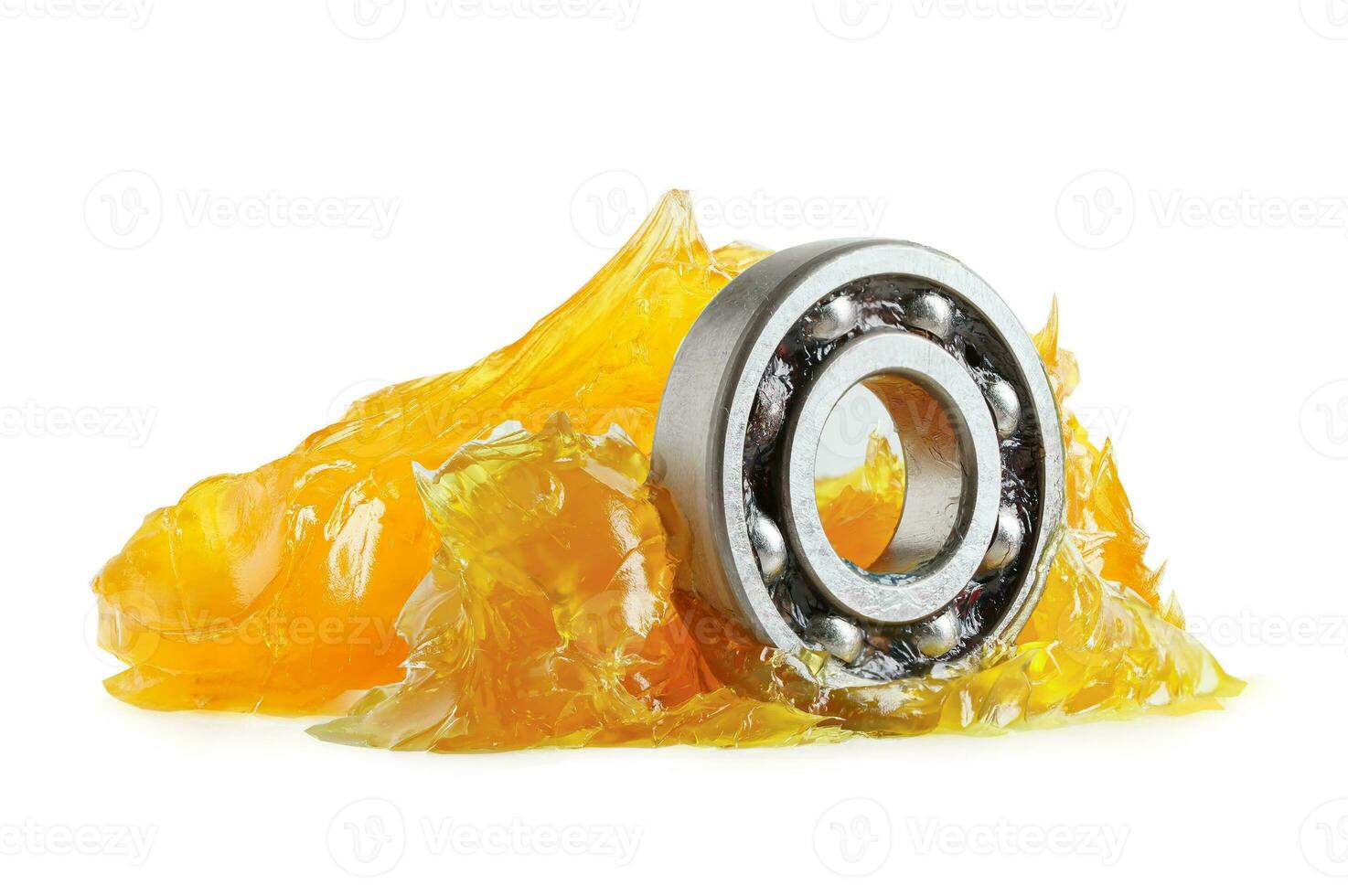 Grease and ball bearing  isolated on white background with clipping path, lithium machinery lubrication for automotive and industrial. photo