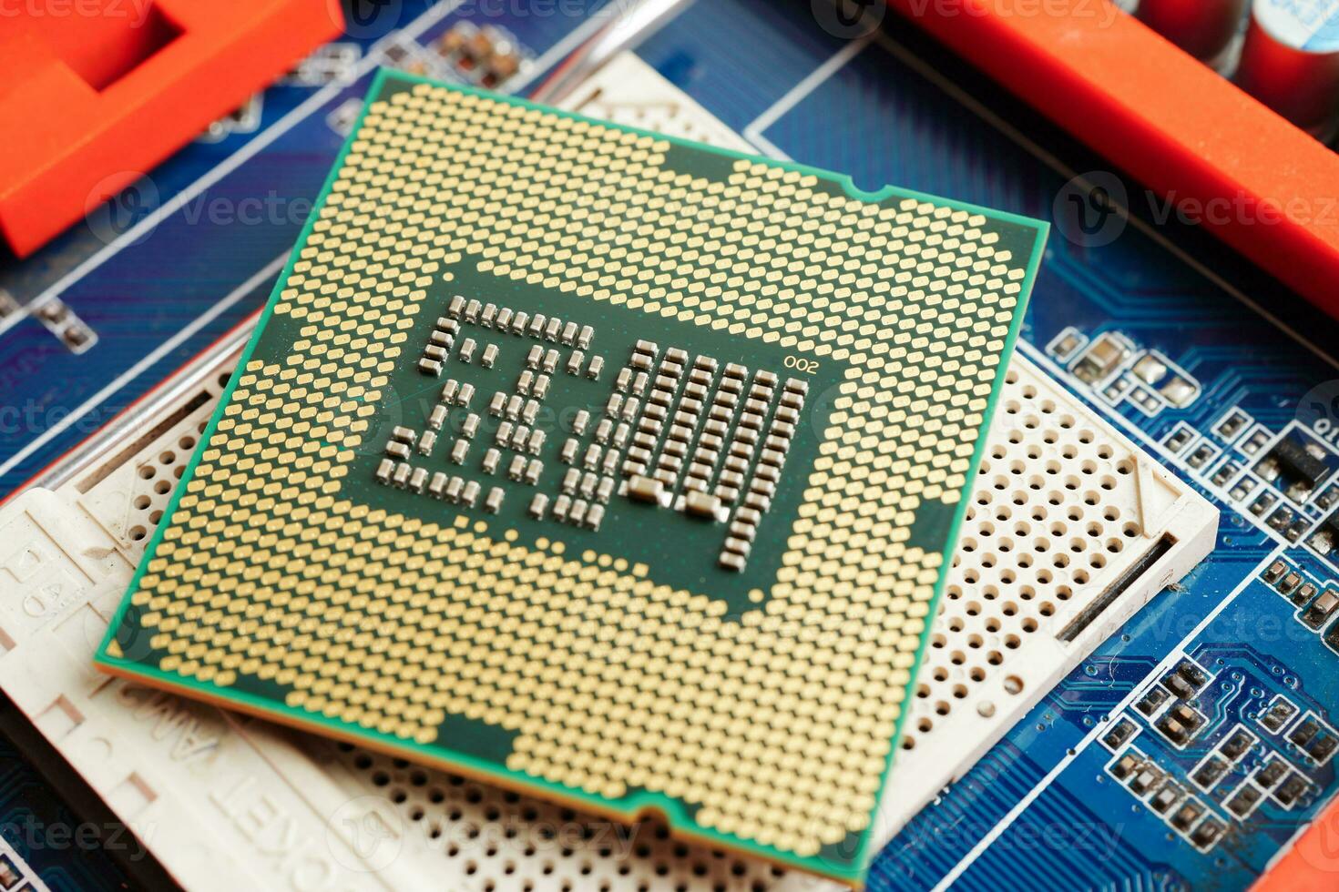 Central Processing Unit, CPU chip processor of computer mainboard, electronic technology. photo