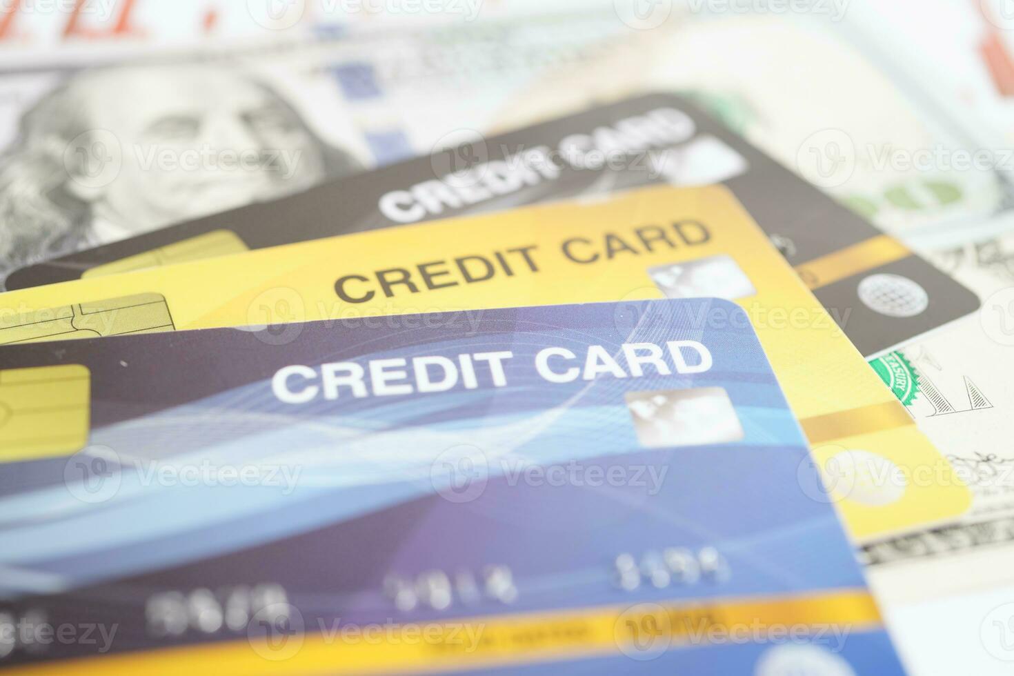 Credit card with password key lock and US dollar banknote money, security finance business concept. photo