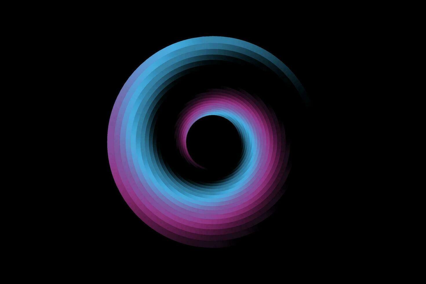 Colorful Gradient Spiral Vortex background. Vector illustration of multicolor swirl striped. Isolated on black template