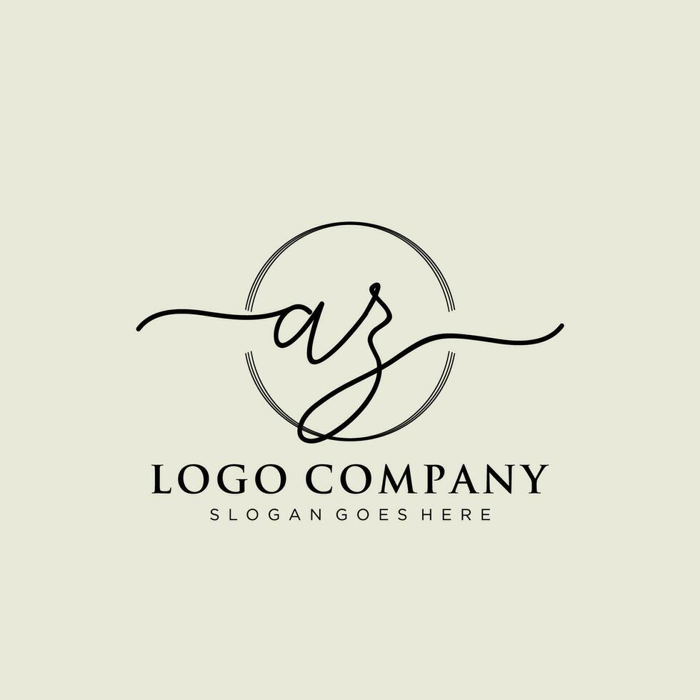 Initial AZ feminine logo collections template. handwriting logo of initial signature, wedding, fashion, jewerly, boutique, floral and botanical with creative template for any company or business. vector