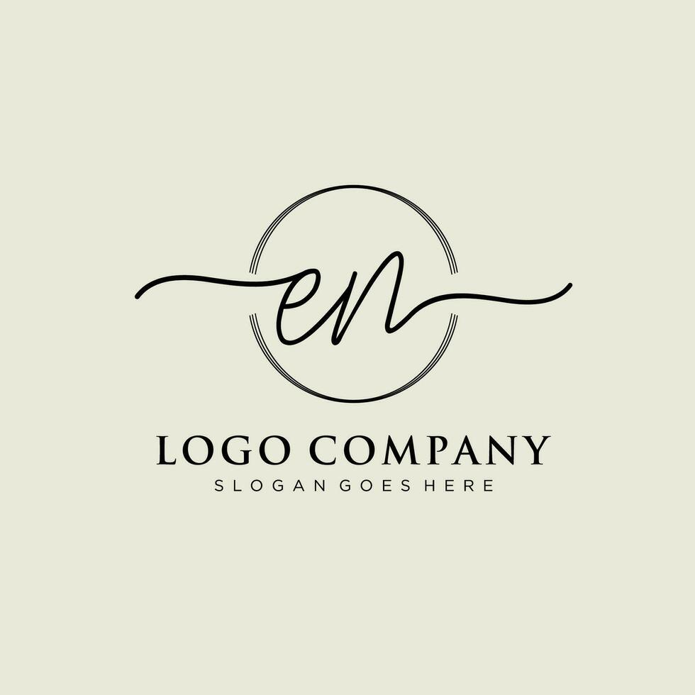 Initial EN feminine logo collections template. handwriting logo of initial signature, wedding, fashion, jewerly, boutique, floral and botanical with creative template for any company or business. vector