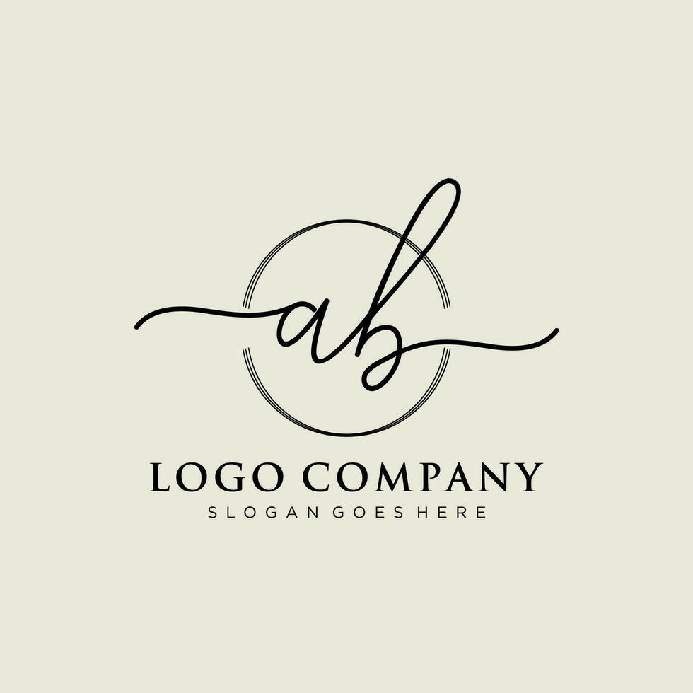 Initial AB feminine logo collections template. handwriting logo of initial signature, wedding, fashion, jewerly, boutique, floral and botanical with creative template for any company or business. vector
