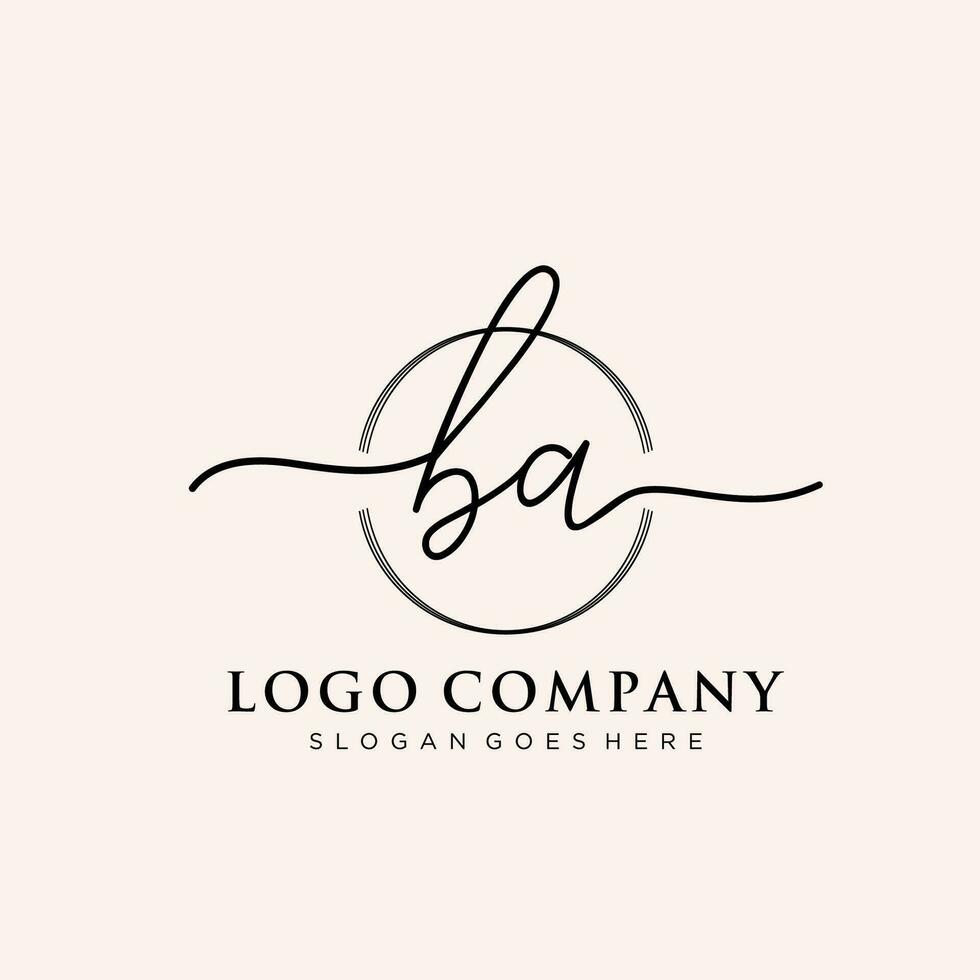 Initial BA feminine logo collections template. handwriting logo of initial signature, wedding, fashion, jewerly, boutique, floral and botanical with creative template for any company or business. vector
