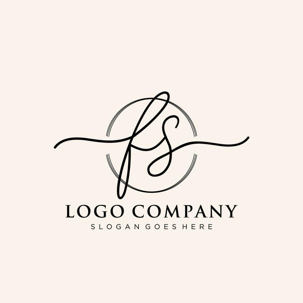 Initial FS feminine logo collections template. handwriting logo of initial signature, wedding, fashion, jewerly, boutique, floral and botanical with creative template for any company or business. vector