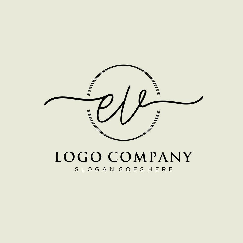 Initial EV feminine logo collections template. handwriting logo of initial signature, wedding, fashion, jewerly, boutique, floral and botanical with creative template for any company or business. vector