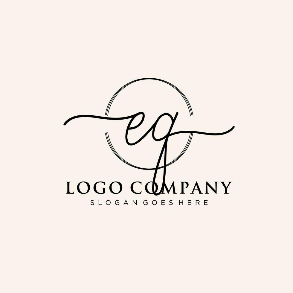 Initial EQ feminine logo collections template. handwriting logo of initial signature, wedding, fashion, jewerly, boutique, floral and botanical with creative template for any company or business. vector