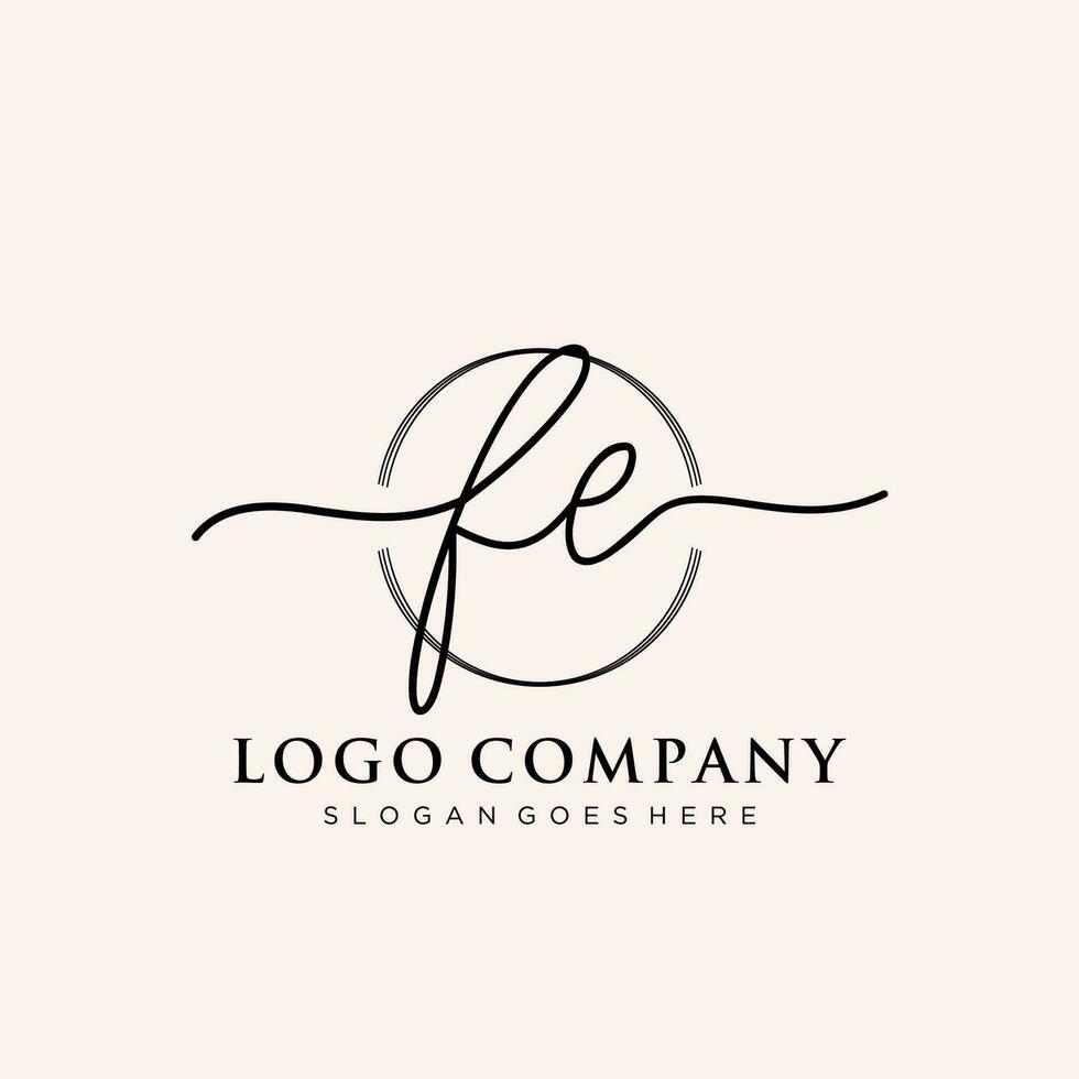 Initial FE feminine logo collections template. handwriting logo of initial signature, wedding, fashion, jewerly, boutique, floral and botanical with creative template for any company or business. vector