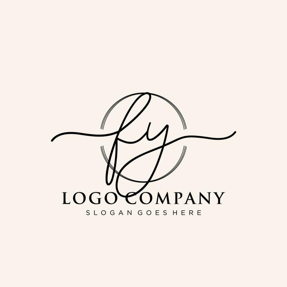 Initial FY feminine logo collections template. handwriting logo of initial signature, wedding, fashion, jewerly, boutique, floral and botanical with creative template for any company or business. vector