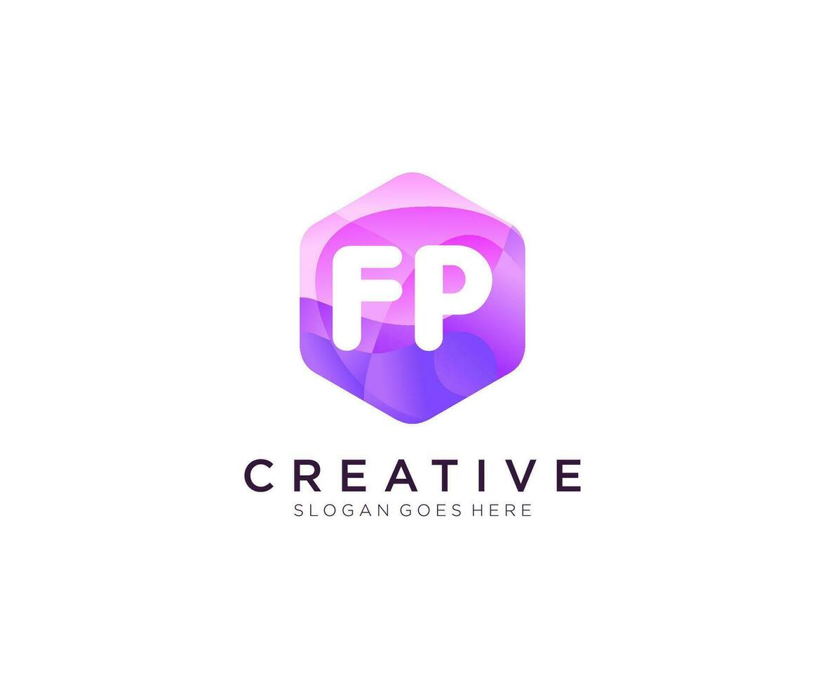 FP initial logo With Colorful Hexagon Modern Business Alphabet Logo template vector. vector