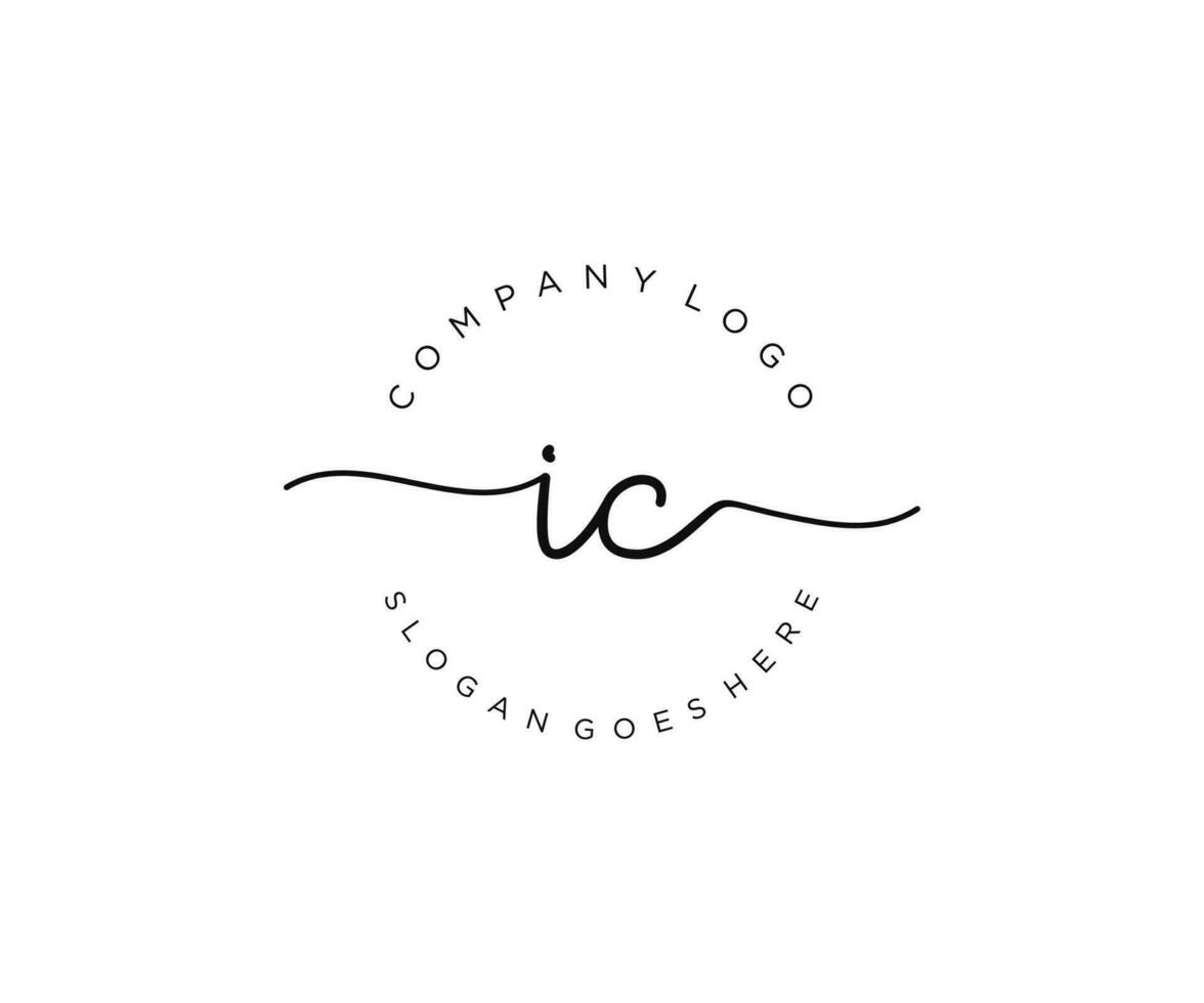 initial IC Feminine logo beauty monogram and elegant logo design, handwriting logo of initial signature, wedding, fashion, floral and botanical with creative template. vector