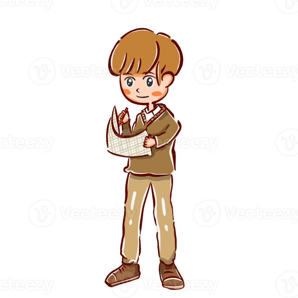 Cute students in school uniforms are jumping happily. flat design style illustration png