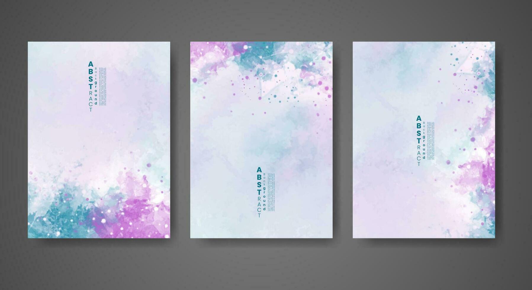 Set of creative hand painted abstract watercolor background. Design for your cover, date, postcard, banner, logo. vector