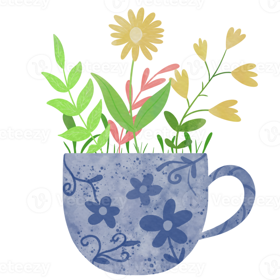 Flowers in a cup png
