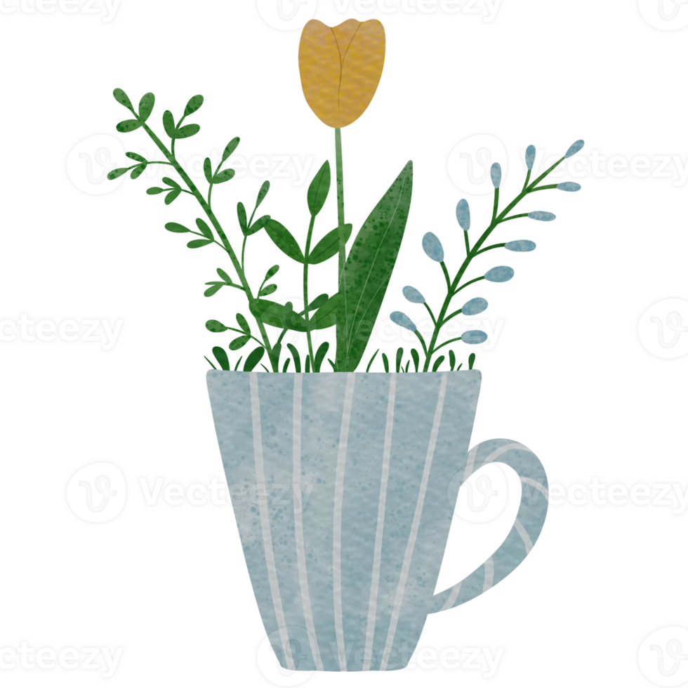 Flowers in a cup png