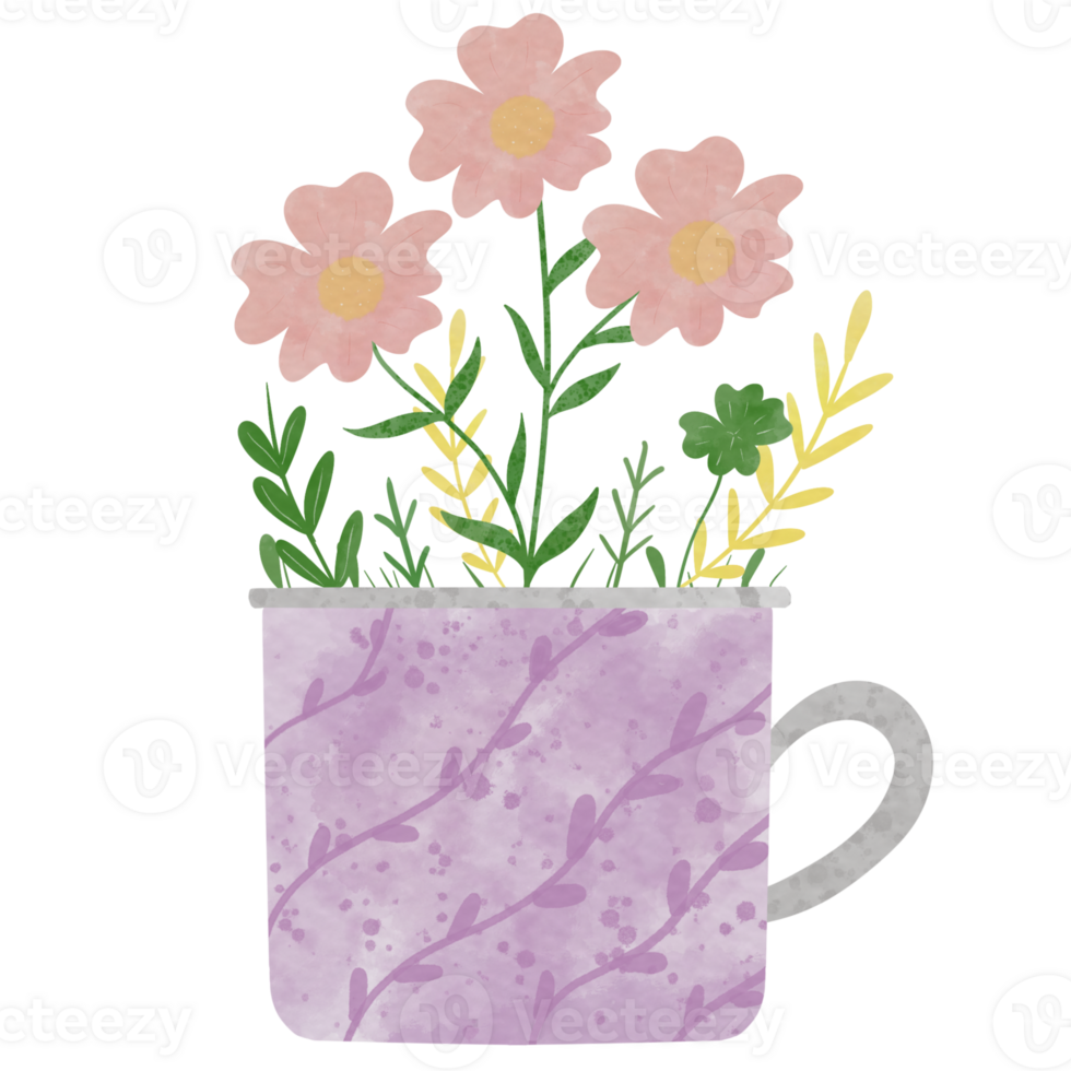 Flowers in a cup png