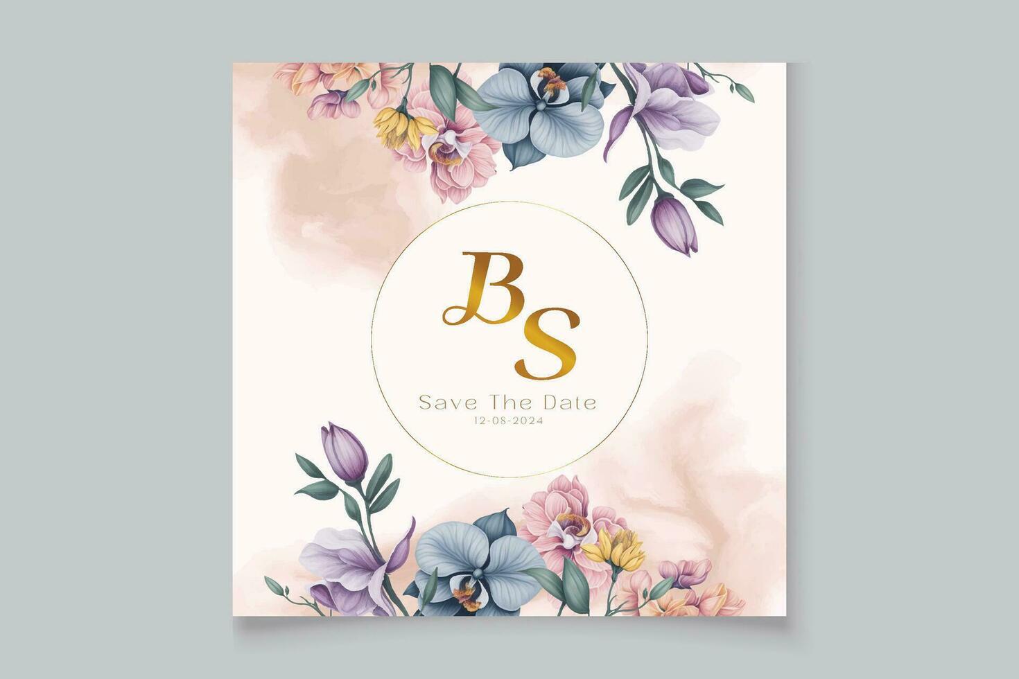 elegante acuarela floral para Boda invitación tarjeta diseño vector