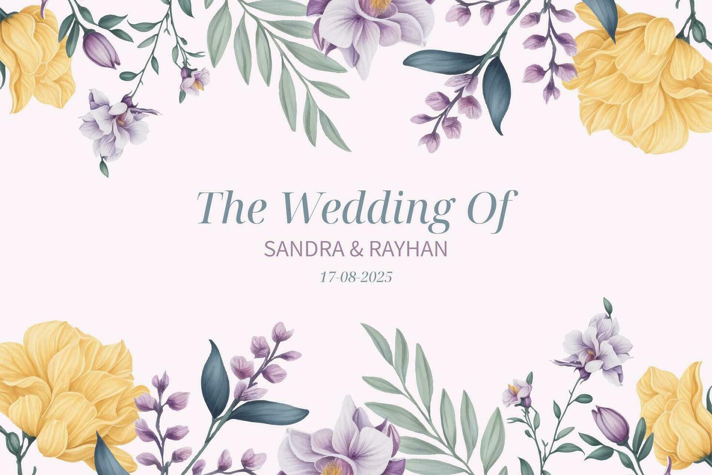 Serene botanical watercolor floral for wedding invitation banner template vector