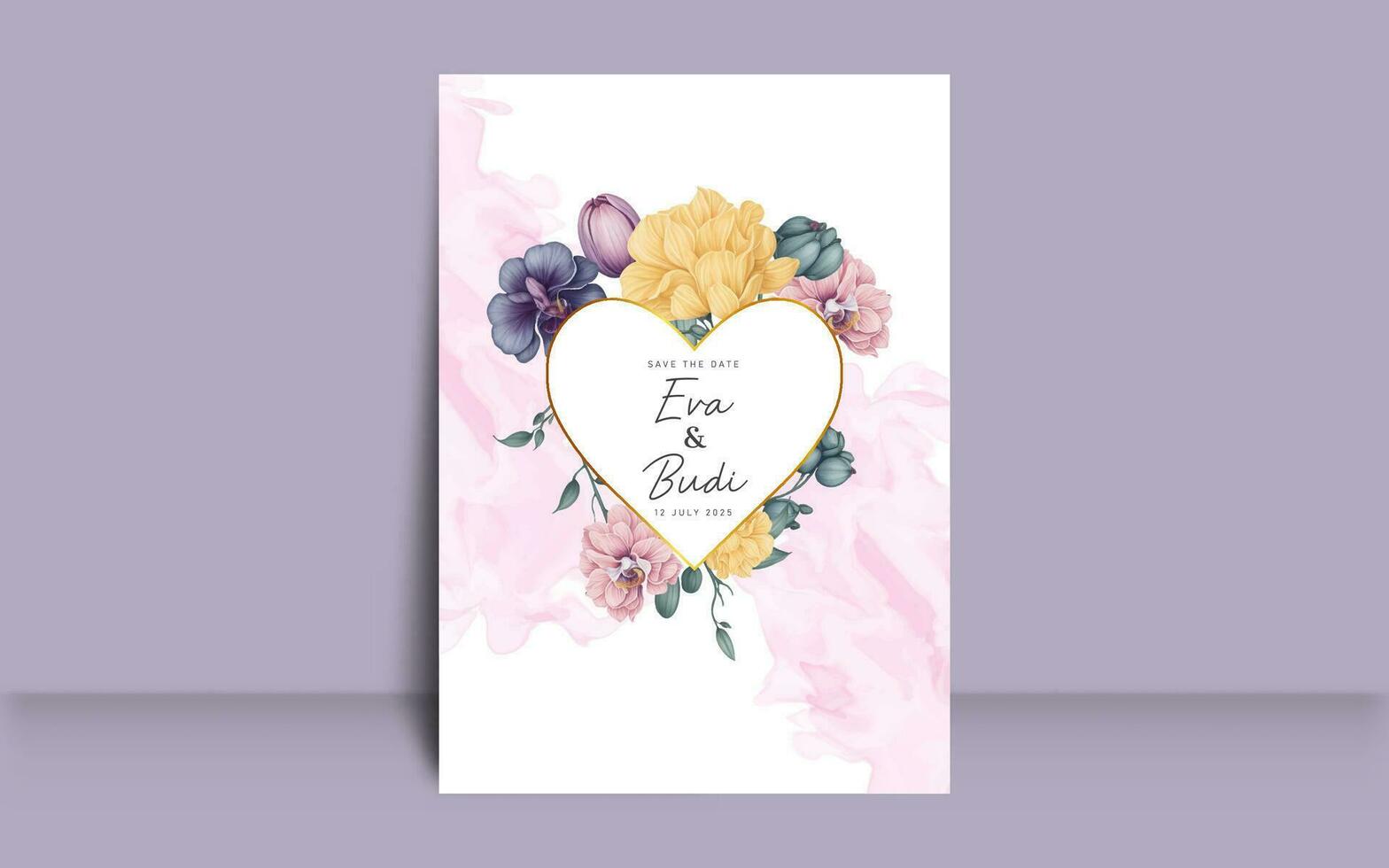 Blossoms watercolor floral for wedding invitation template vector
