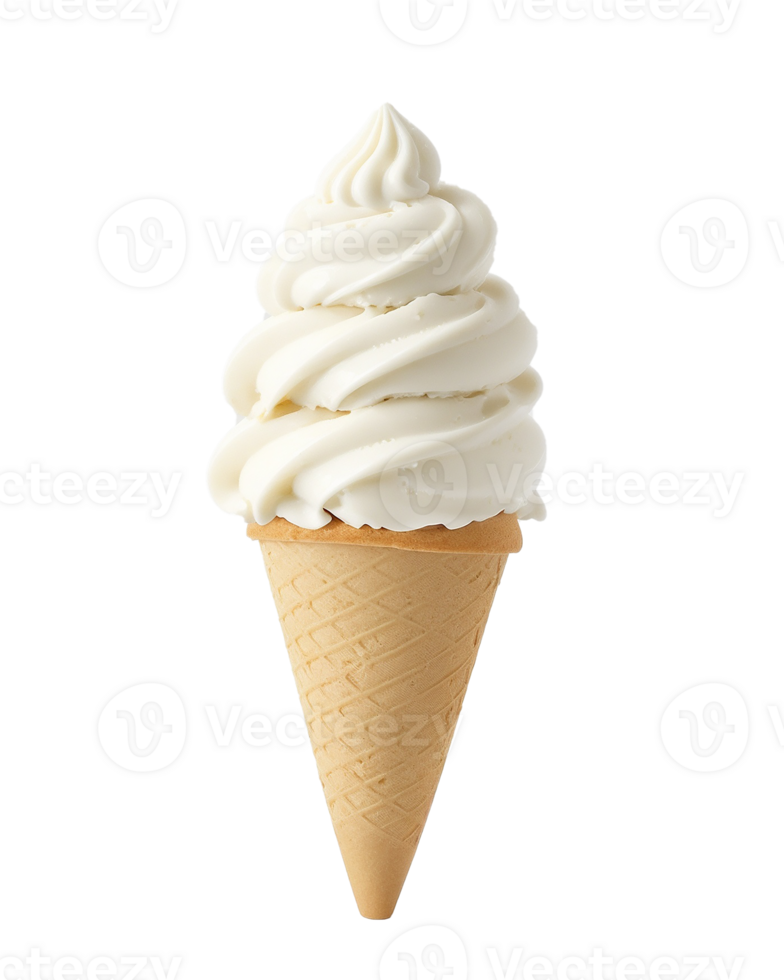 delicious ice cream vanila with cone PNG