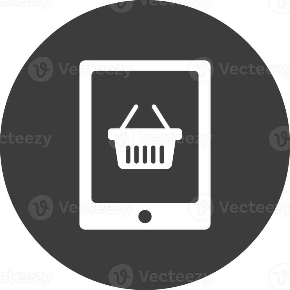 shopping online on mobile icon in black circle. png