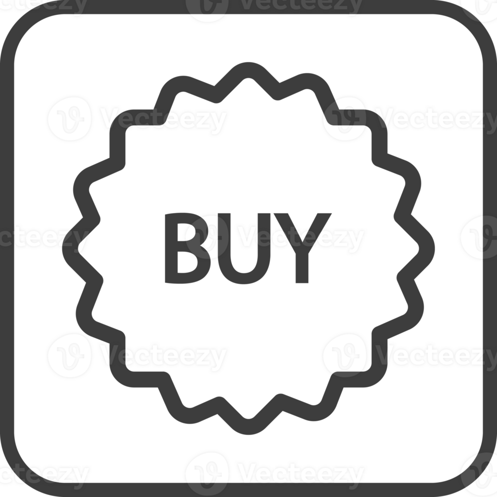 buy tag icon in thin line black square frames. png