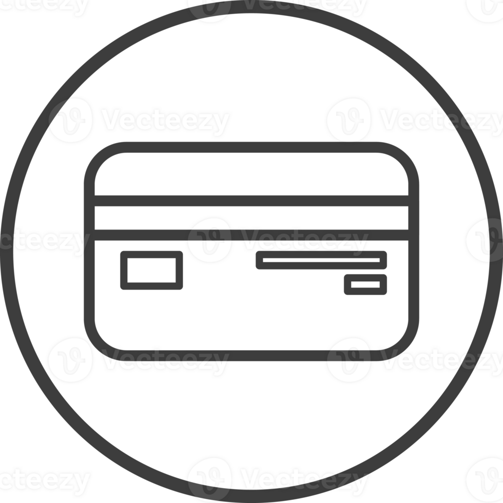 credit card icon in thin line black circle frames. png