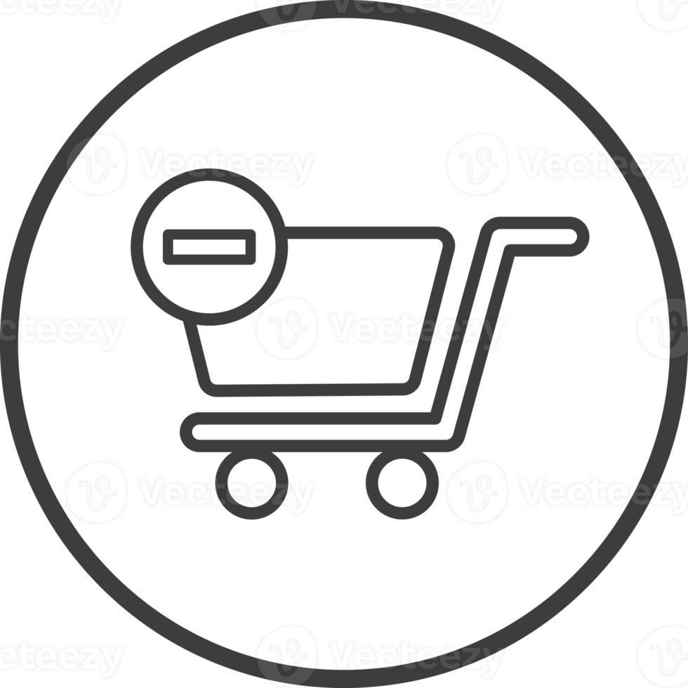 shopping cart out off order icon in thin line black circle frames. png