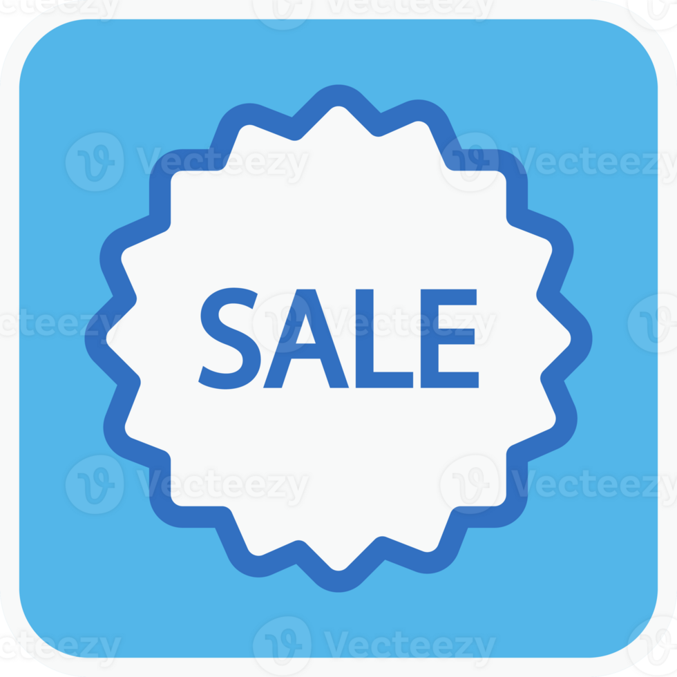 sale tag flat icon in blue square. png