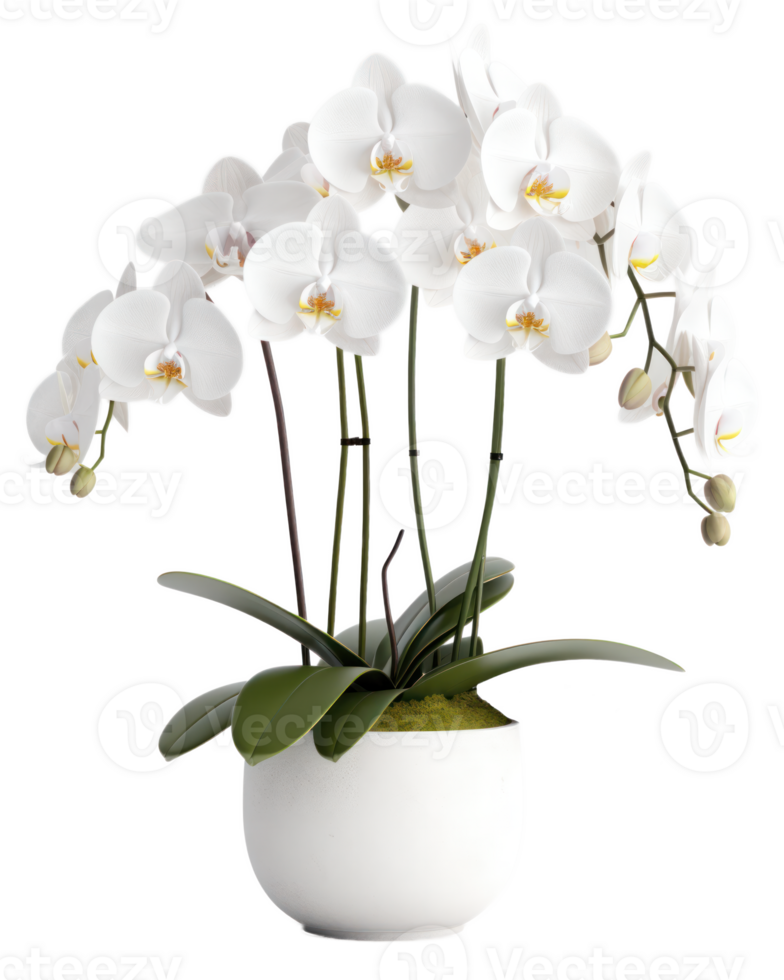 Weiß Orchidee Pflanze im ein Weiß Topf png