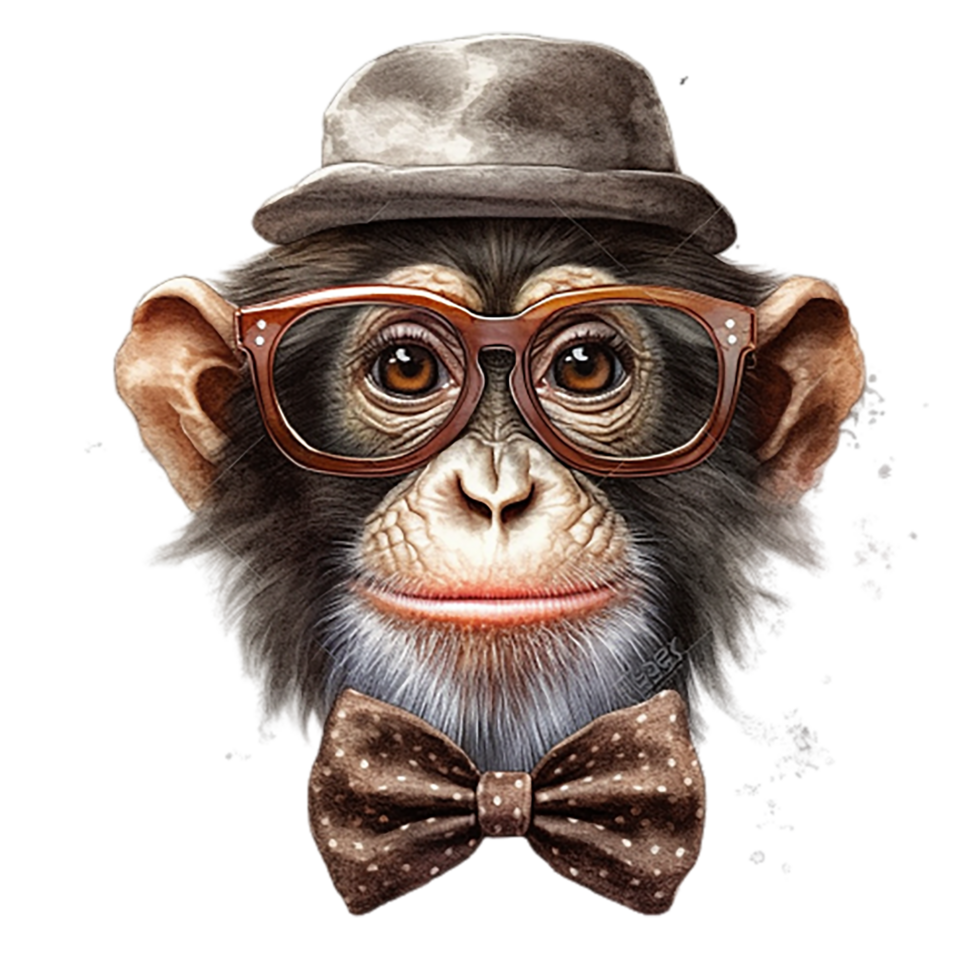 Monkey with glasses Generative AI png