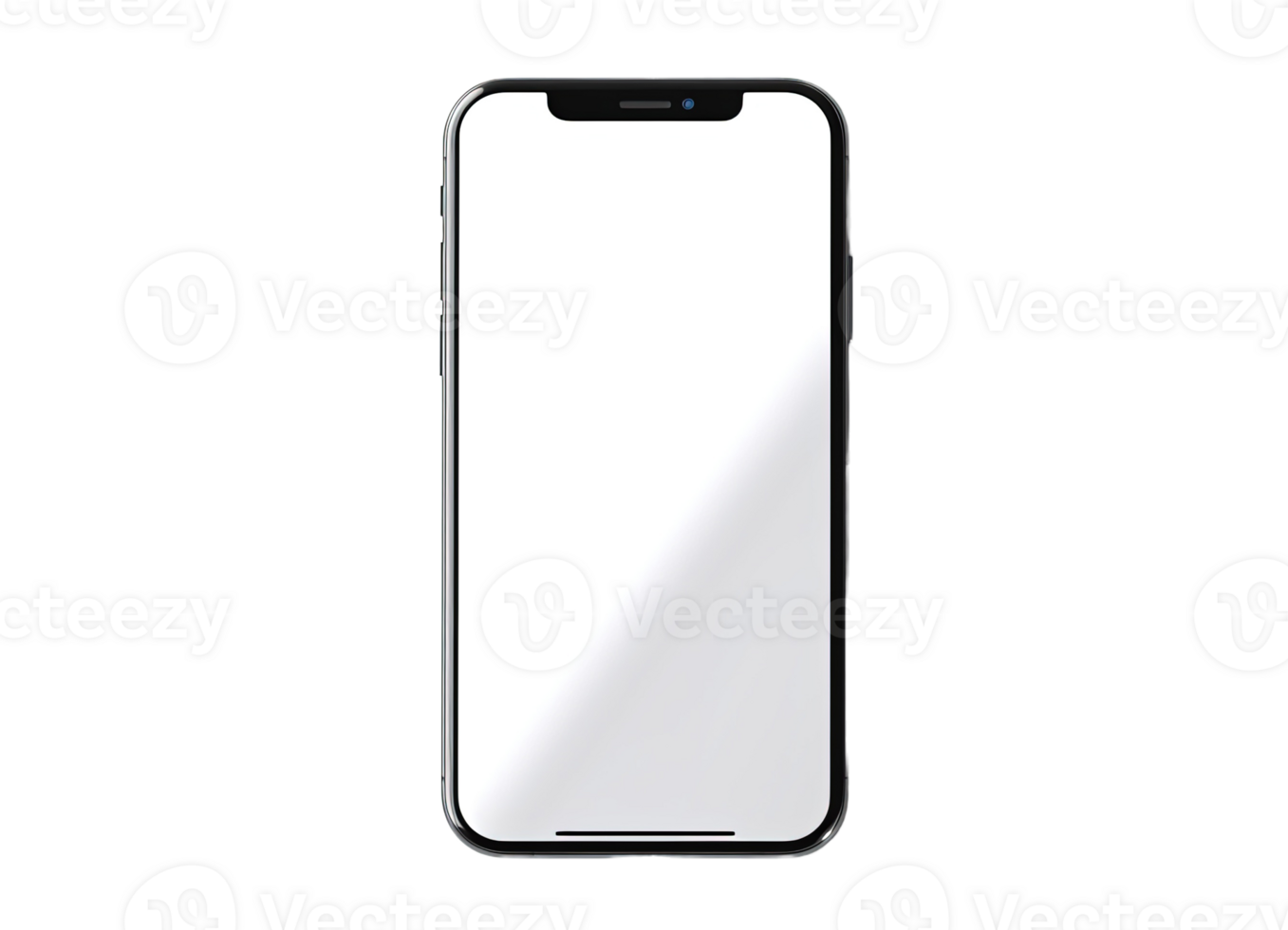 Smartphone white blank screen mockup isolated on transparent background. mobile phone, PNG file, cut out. AI Generated