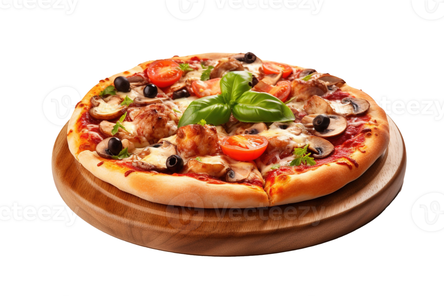 Delicious pizza isolated on transparent background. PNG file, cut out. AI Generated