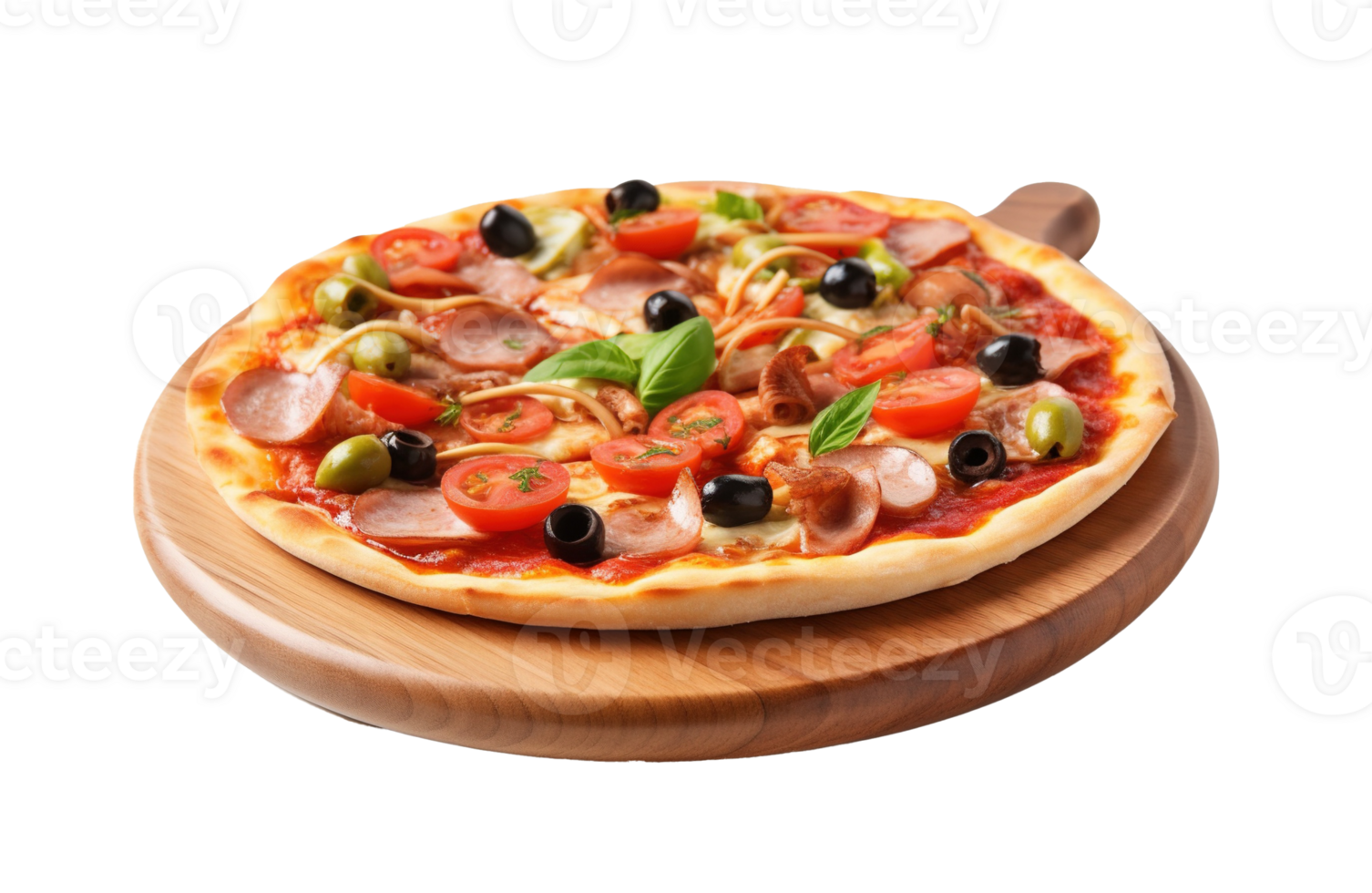 Delicious pizza isolated on transparent background. PNG file, cut out. AI Generated