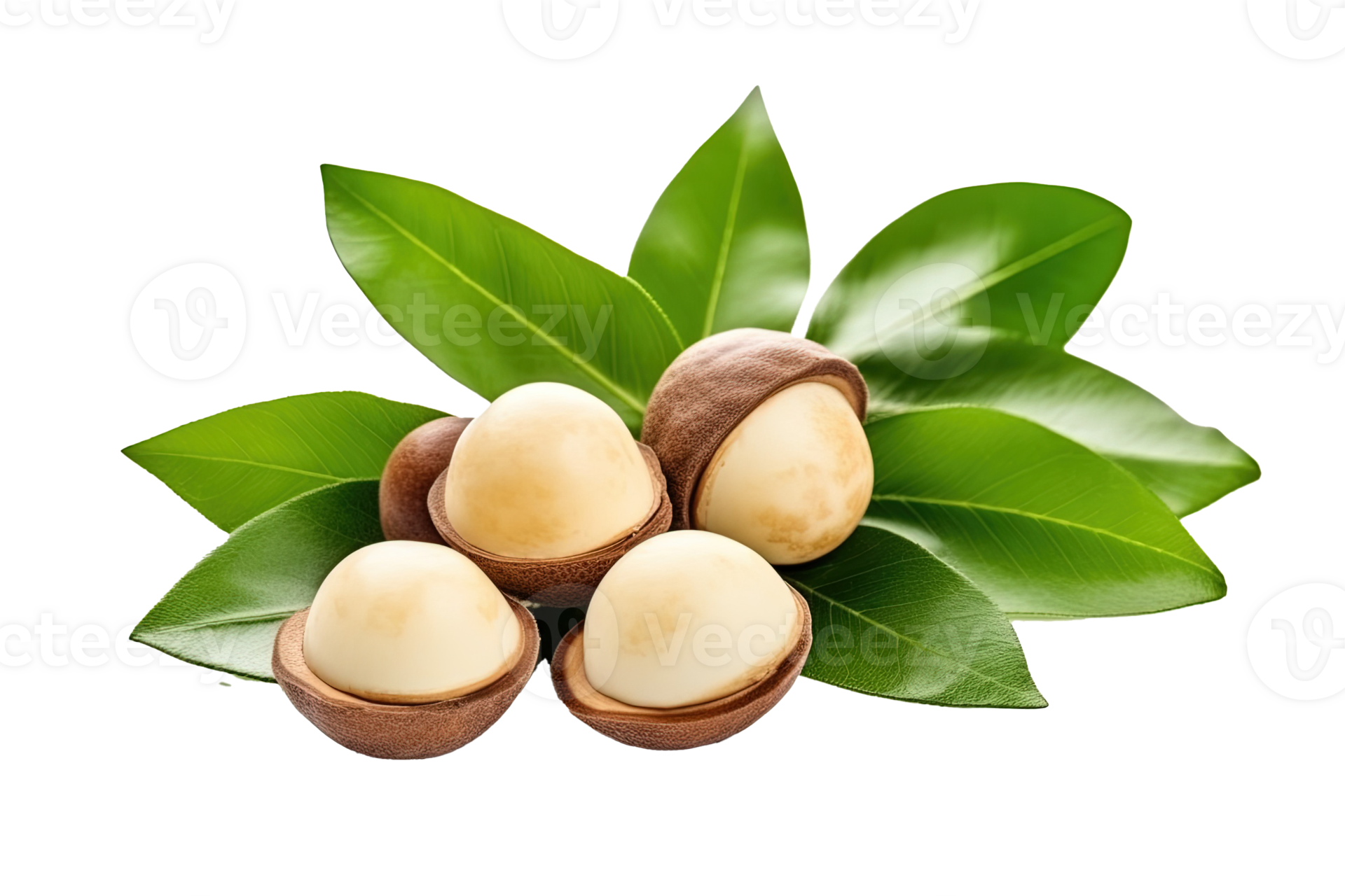 Macadamia nuts with leaves isolated on transparent background. PNG file ...