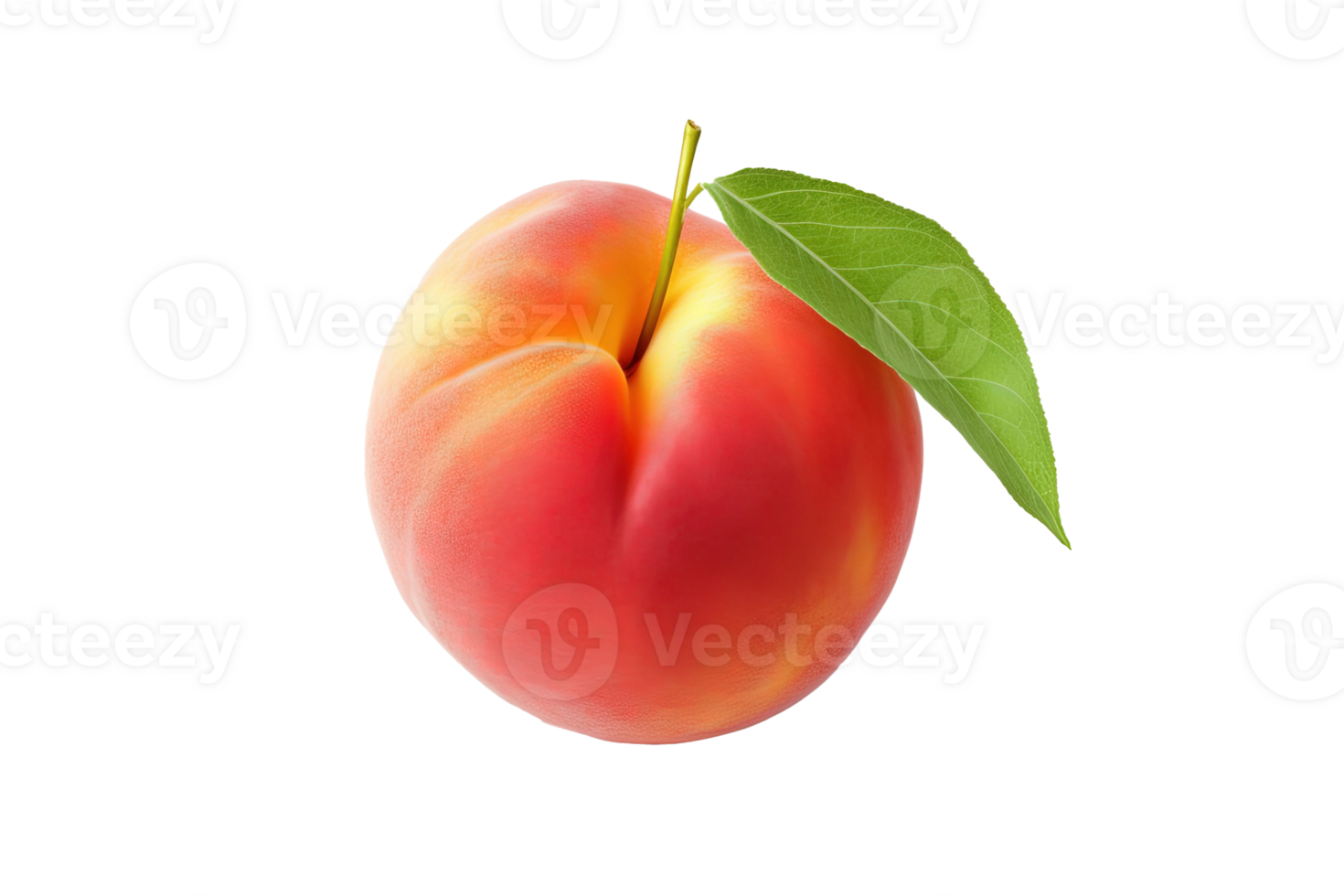 Peach isolated on transparent background. PNG file, cut out. AI Generated