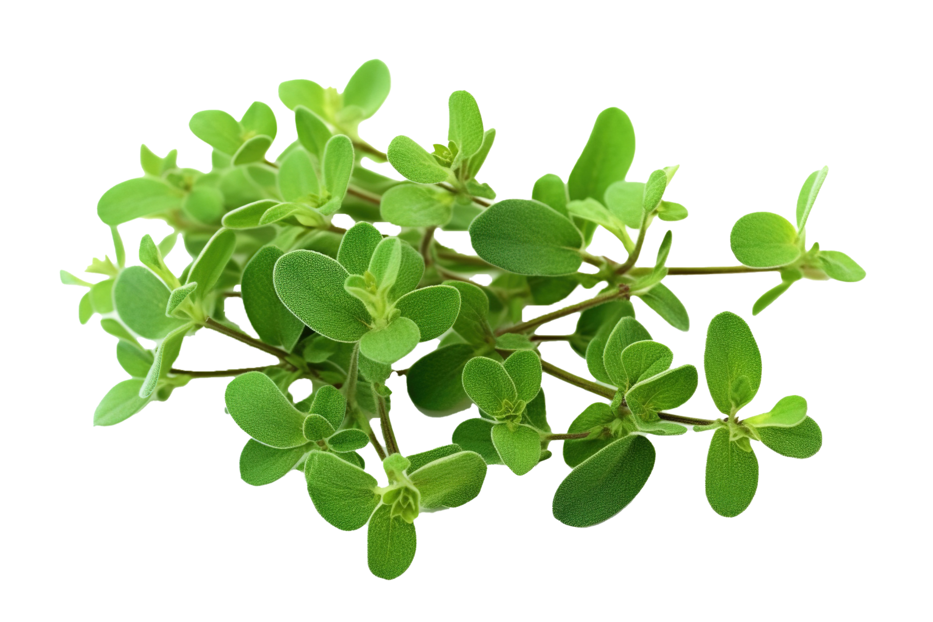 Marjoram twigs isolated on transparent background. PNG file, cut out