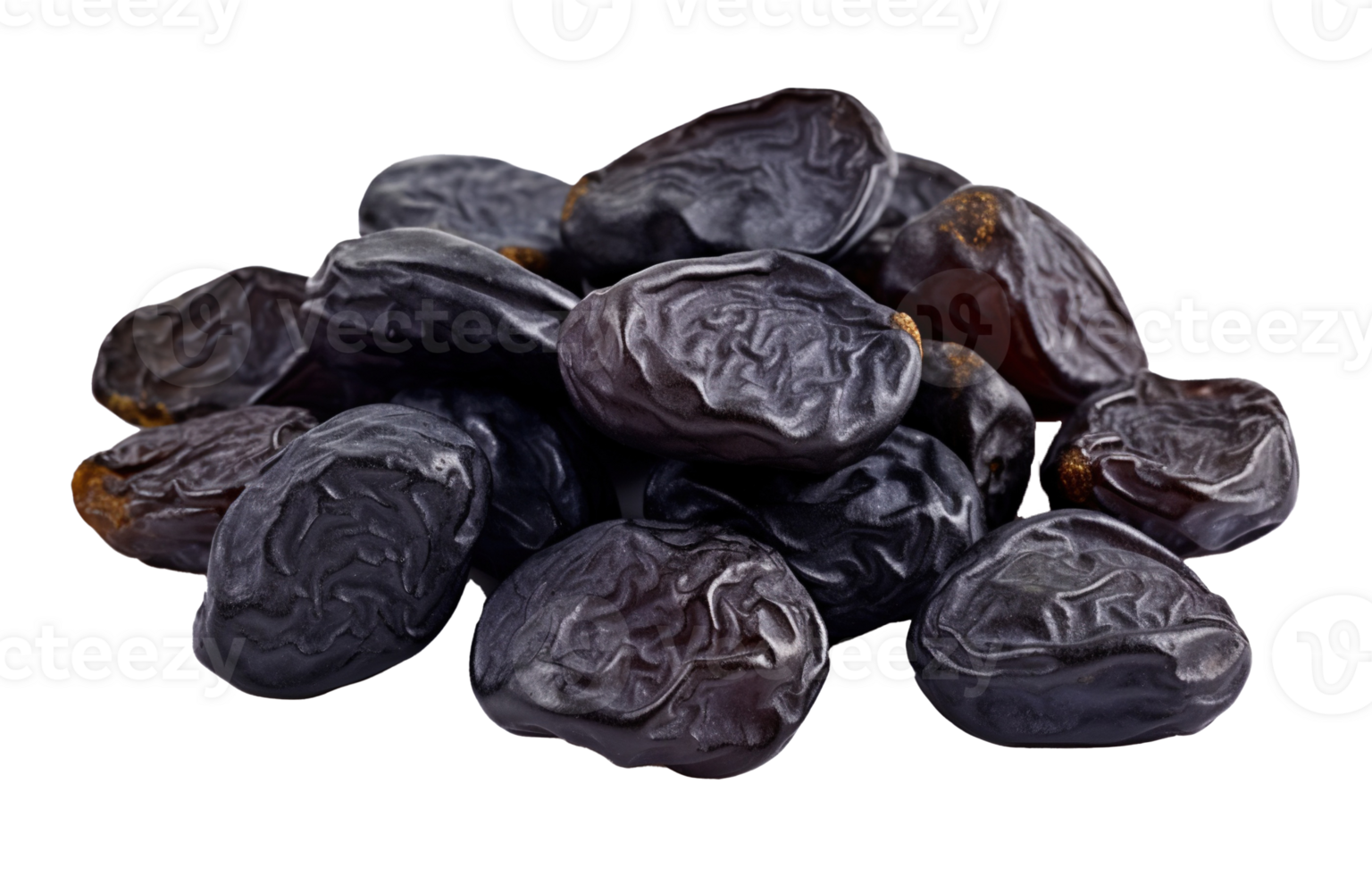 Dehydrated prunes isolated on transparent background. PNG file, cut out. AI Generated